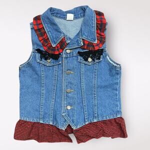 Vintage Watch LA Jean‎ Vest Girls Size X-Large Blue Red